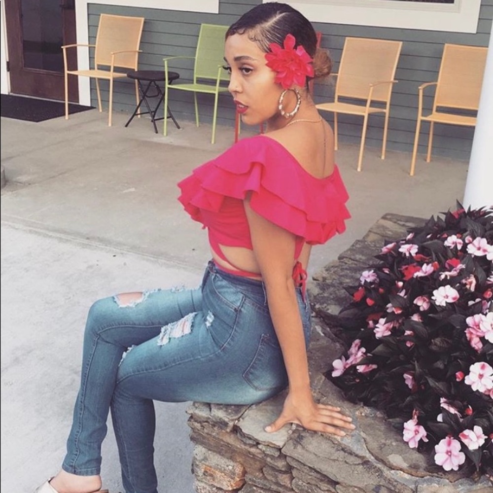 ASOS: Ruffle Off Shoulder Crop Top